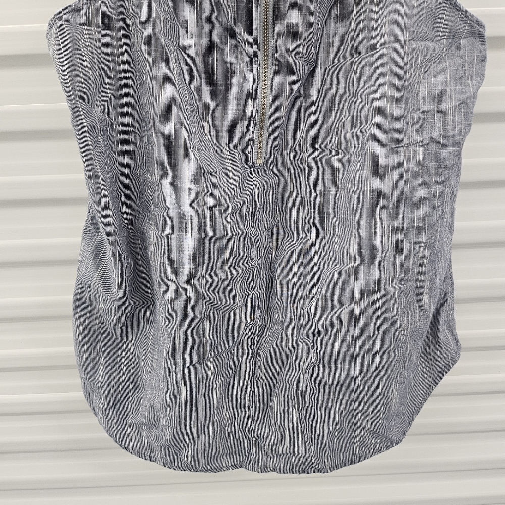 Banana Republic Poplin Chambray Sleeveless Top Size 10 Cotton Back Zipper Blue - Picture 7 of 10